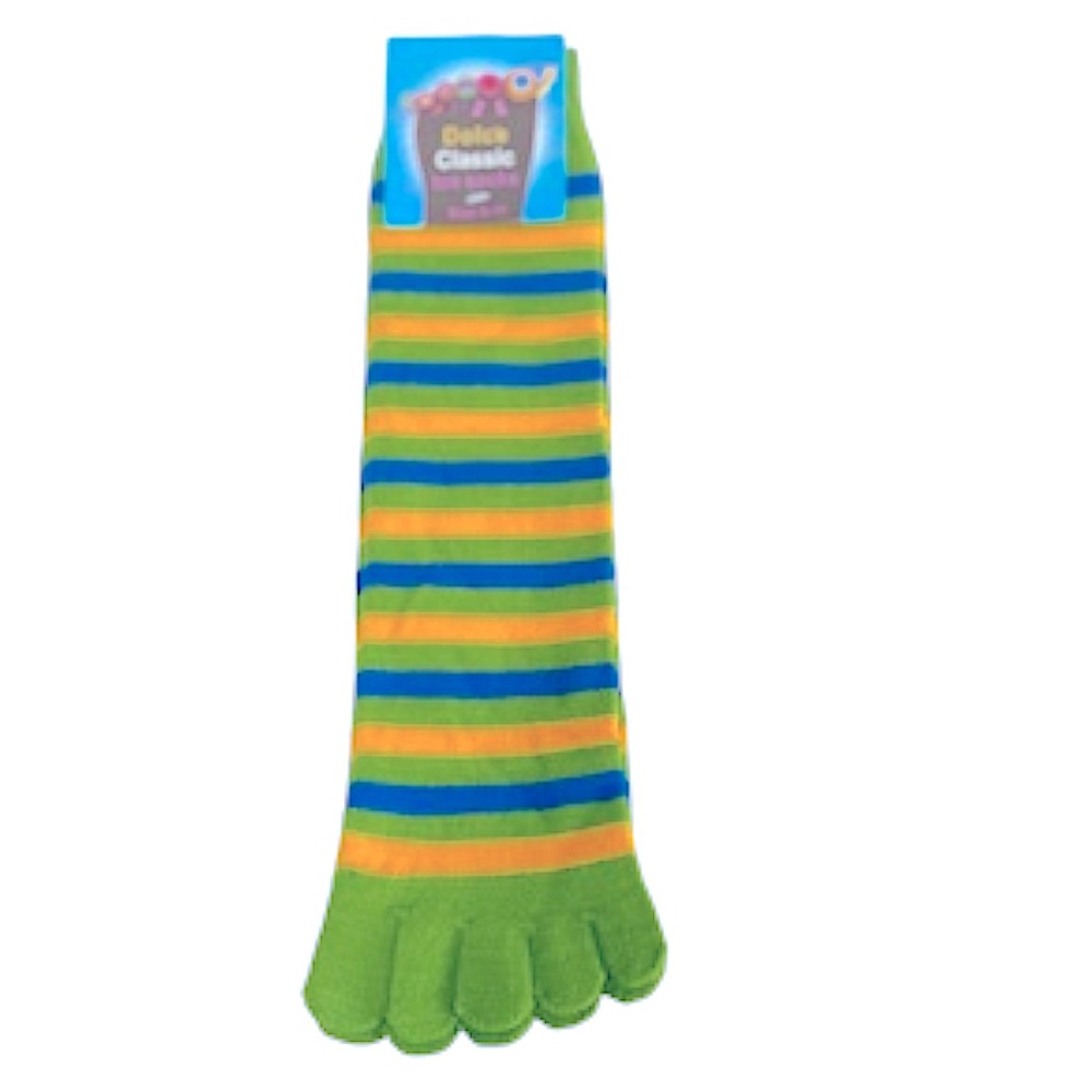 Dolc’e Toe Socks Green Blue Stripes